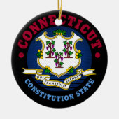 CONNECTICUT CONSTITUTION STATE FLAG KERAMISCH ORNAMENT (Voorkant)