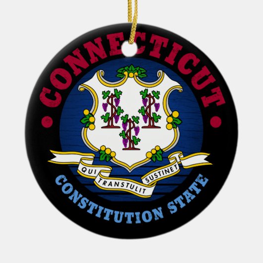 CONNECTICUT CONSTITUTION STATE FLAG KERAMISCH ORNAMENT (Voorkant)
