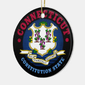CONNECTICUT CONSTITUTION STATE FLAG KERAMISCH ORNAMENT (Links)