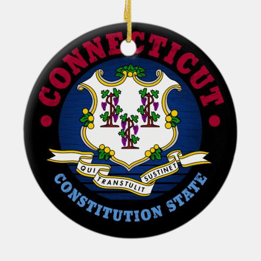 CONNECTICUT CONSTITUTION STATE FLAG KERAMISCH ORNAMENT (Achterkant)