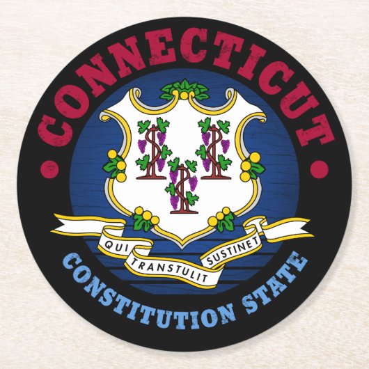 CONNECTICUT CONSTITUTION STATE FLAG RONDE KARTONNEN ONDERZETTER (Voorkant)