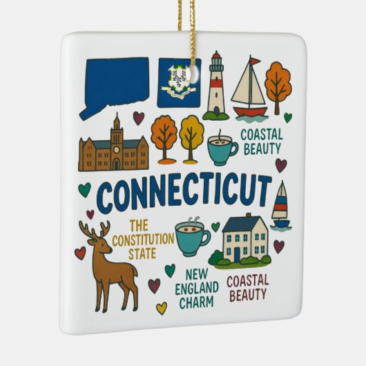 Connecticut Custom Family Trip Keepsake Kerstmis Keramisch Ornament (Rechts)
