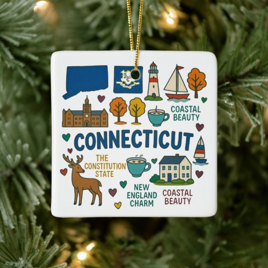 Connecticut Custom Family Trip Keepsake Kerstmis Keramisch Ornament (Boom)