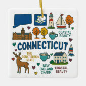 Connecticut Custom Family Trip Keepsake Kerstmis Keramisch Ornament (Voorkant)