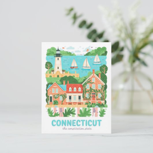 Connecticut de Grondwet Staat VS Reizen Briefkaart (Staand voorkant)