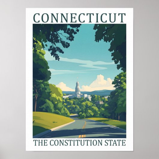 Connecticut de Grondwet State Art Travel Poster (Voorkant)