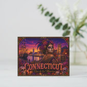 Connecticut Día de los Muertos Retro Briefkaart (Staand voorkant)