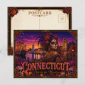 Connecticut Día de los Muertos Retro Briefkaart (Voorkant / Achterkant)