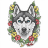 Connecticut Dog And Colorful Mirablis Blossom Sticker (Voorkant)