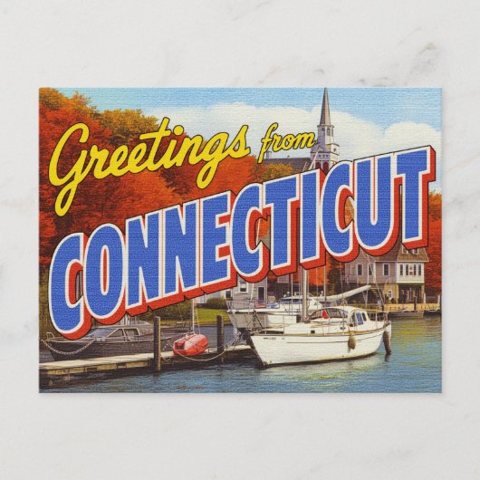 Connecticut Fall Harbor Yacht Briefkaart (Voorkant)