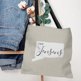 Connecticut Family Monogram State Canvas tas