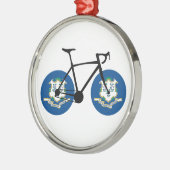 Connecticut Flag Cycling Metalen Ornament (Links)