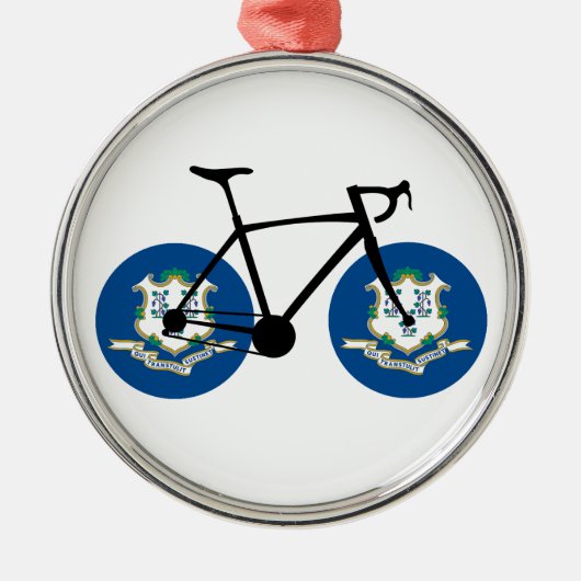 Connecticut Flag Cycling Metalen Ornament (Voorkant)