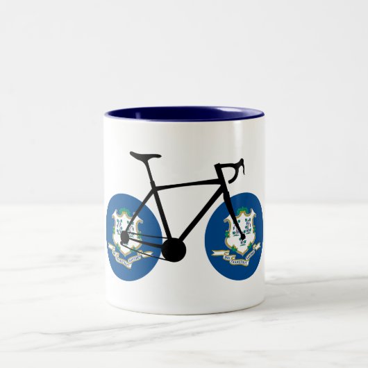 Connecticut Flag Cycling Tweekleurige Koffiemok (Center)
