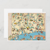 Connecticut Funny Map Briefkaart (Voorkant / Achterkant)