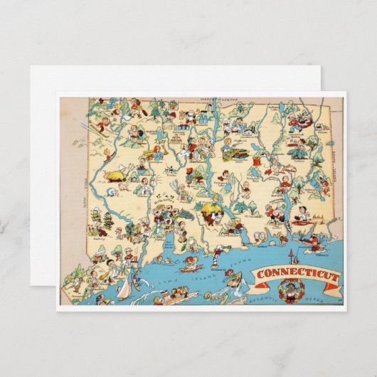 Connecticut Funny Map Briefkaart (Voorkant / Achterkant)