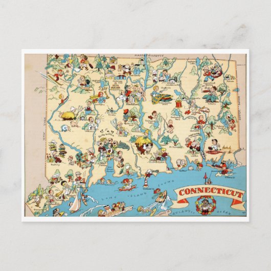 Connecticut Funny Map Briefkaart (Voorkant)