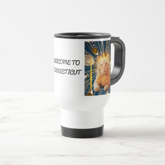 Connecticut gekroonde kat metgezel reisbeker (Voorkant rechts)