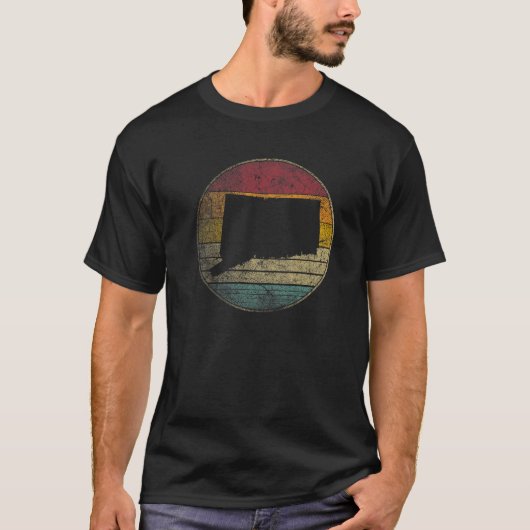 Connecticut Gift  Distress Retro Sunset M T-shirt (Voorkant)