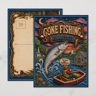 Connecticut Gone Fishing Atlantische Zalm Briefkaart