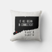 Connecticut GPS-coördinaten met hart Kussen (Voorkant)