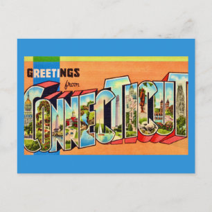 Connecticut Groet Retro Ansichtkaart Briefkaart