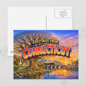 Connecticut Groeten Ansichtkaart  Briefkaart (Voorkant / Achterkant)