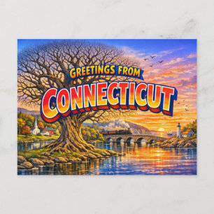 Connecticut Groeten Ansichtkaart  Briefkaart