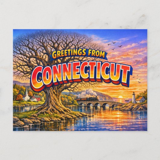 Connecticut Groeten Ansichtkaart  Briefkaart (Voorkant)