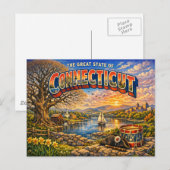 Connecticut Groeten Ansichtkaart  Briefkaart (Voorkant / Achterkant)