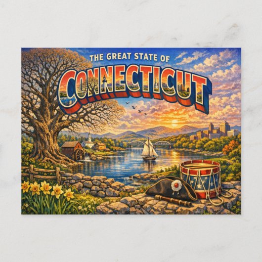 Connecticut Groeten Ansichtkaart  Briefkaart (Voorkant)