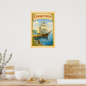 Connecticut Groot Zeilschip Vintage Poster (Keuken)