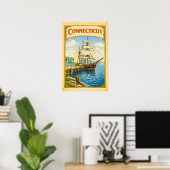 Connecticut Groot Zeilschip Vintage Poster (Thuiskantoor)