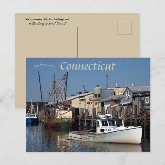 Connecticut Harbour kijkt uit naar het eiland Long Briefkaart (Voorkant / Achterkant)