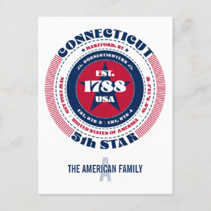 Connecticut, Hartford CT, patriottisch monogram Briefkaart