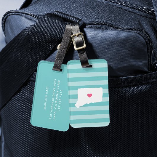 Connecticut Heart | thuisstaat Bagagelabel