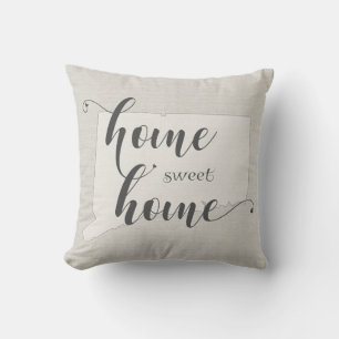 Connecticut - Home Sweet Home burlap-look Kussen
