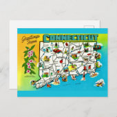 Connecticut Kaart Ansichtkaart (Voorkant / Achterkant)