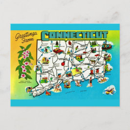 Connecticut Kaart Ansichtkaart