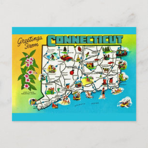 Connecticut Kaart Ansichtkaart