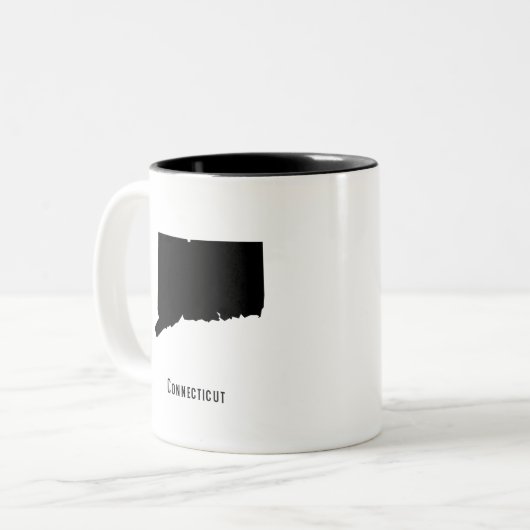 Connecticut-kaart - Eenvoudig zwart-wit Tweekleurige Koffiemok (Voorkant links)