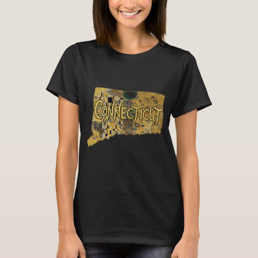 Connecticut Kaart en Tekst T-shirt (Voorkant)