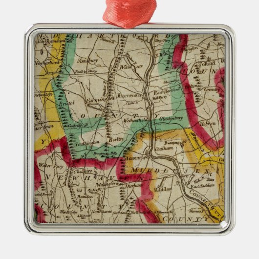 Connecticut-kaart Metalen Ornament (Voorkant)