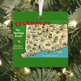 Connecticut Kaart Metalen Ornament