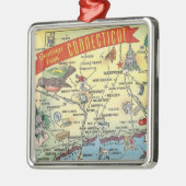 Connecticut-kaart Metalen Ornament (Links)