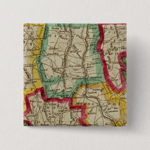 Connecticut-kaart Vierkante Button 5,1 Cm