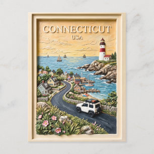 Connecticut Kust Vuurtoren Vintage Wegreis Briefkaart