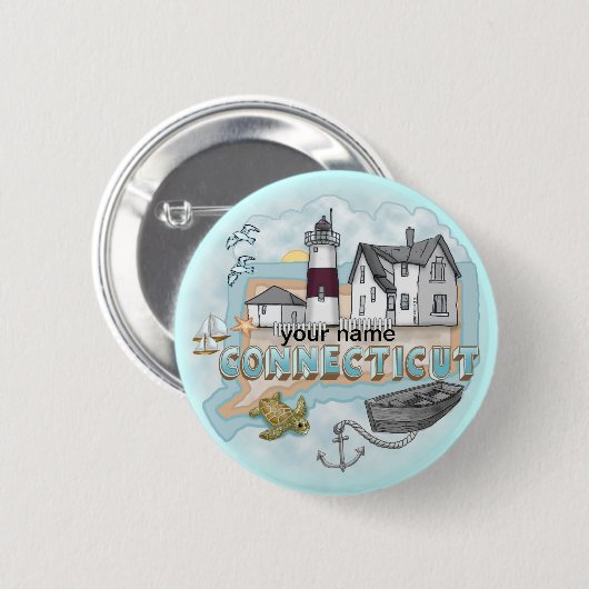 Connecticut Lighthouse pin-knop Ronde Button 5,7 Cm (Voorkant /achterkant)