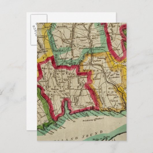 Connecticut Map Briefkaart (Voorkant / Achterkant)