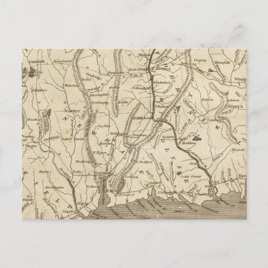 Connecticut Map door Arrowsmith Briefkaart (Voorkant)